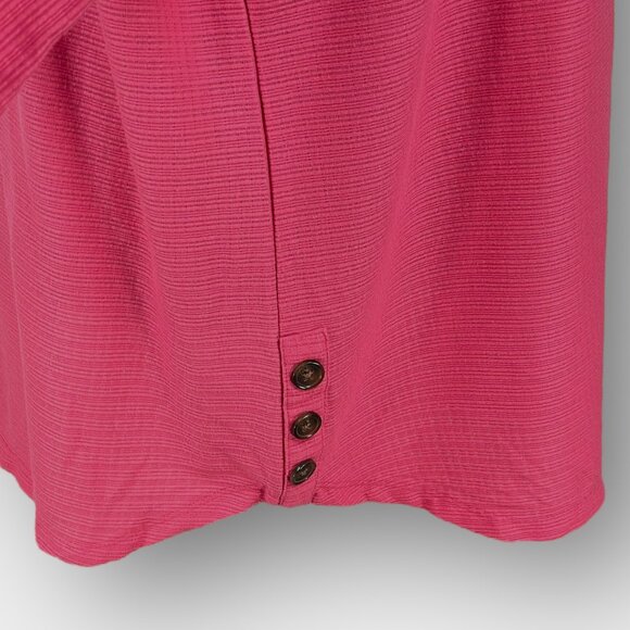 Lily Morgan 3X Pink Textured Knit Tunic Sleeve Button Hem Scoop Neck - Picture 5 of 10